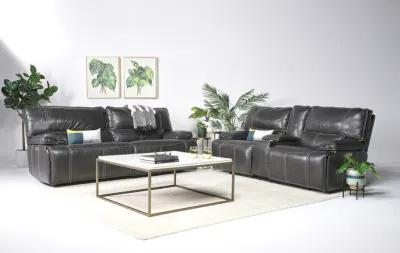 Sofia 3 Power Sofa & Console Loveseat in Gray Leather