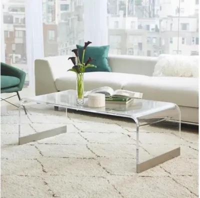 Bowie Coffee Table in Clear Acrylic/Brushed Stainless Steel