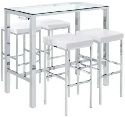 Lancy Bar Table w/ 4 Stools in White