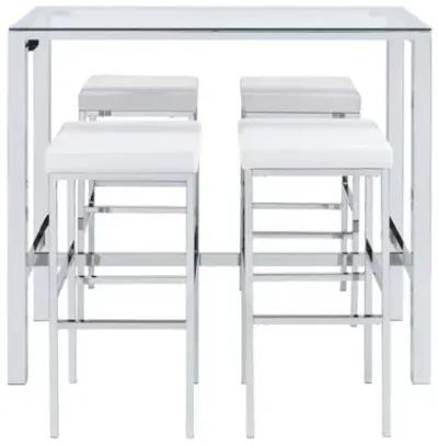 Lancy Bar Table w/ 4 Stools in White