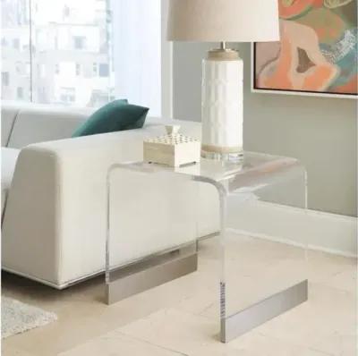 Bowie End Table in Clear Acrylic/Brushed Stainless Steel