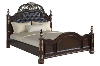 Maximus Upholstered Panel Bed, Dresser & Mirror in Madeira, Queen