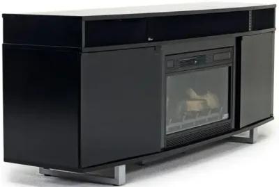 Enterprise Console w/ Fireplace Insert in Black, 72 Inch