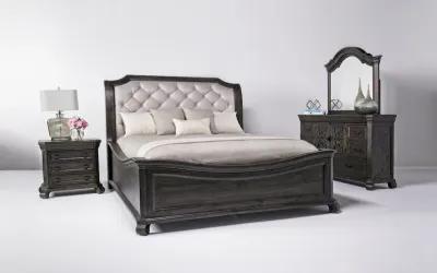 Bellamy Sleigh Bed in Charcoal, Queen