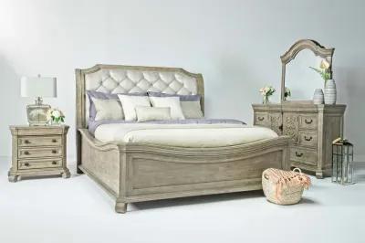 Bellamy Sleigh Bed in Light Gray, Queen