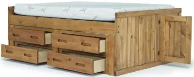 Young Pioneer Captain Bed w/ 4 Drawer Storage in Natural, Full