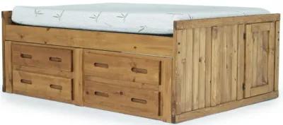 Young Pioneer Captain Bed w/ 4 Drawer Storage in Natural, Full