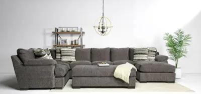 Bermuda Tux Sofa Chaise Sectional in Victory Sterling, Right Facing, Down