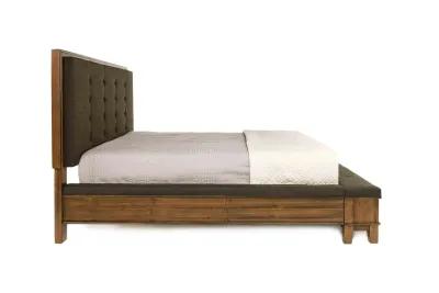 Cagney Upholstered Panel Bed w/ Storage in Brown, Queen