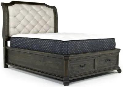 Bellamy Sleigh Bed w/ Storage, Dresser & Mirror in Charcoal, CA King