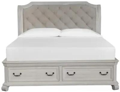 Bellamy Sleigh Bed w/ Storage in White, CA King