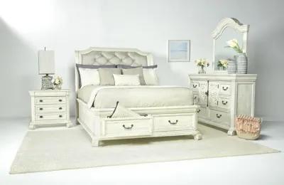 Bellamy Sleigh Bed w/ Storage in White, CA King