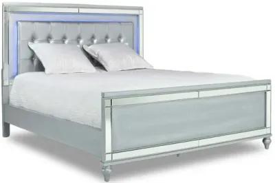 Valentino Panel Bed in Silver, Queen