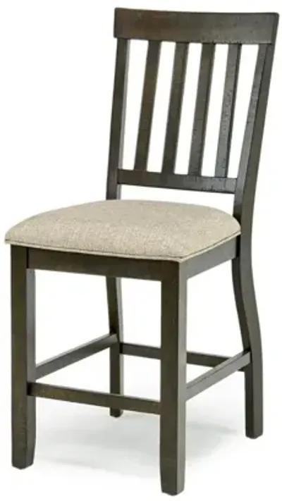 Stone Extendable Dining Table & 4 Chairs in Charcoal, Upholstered Slat