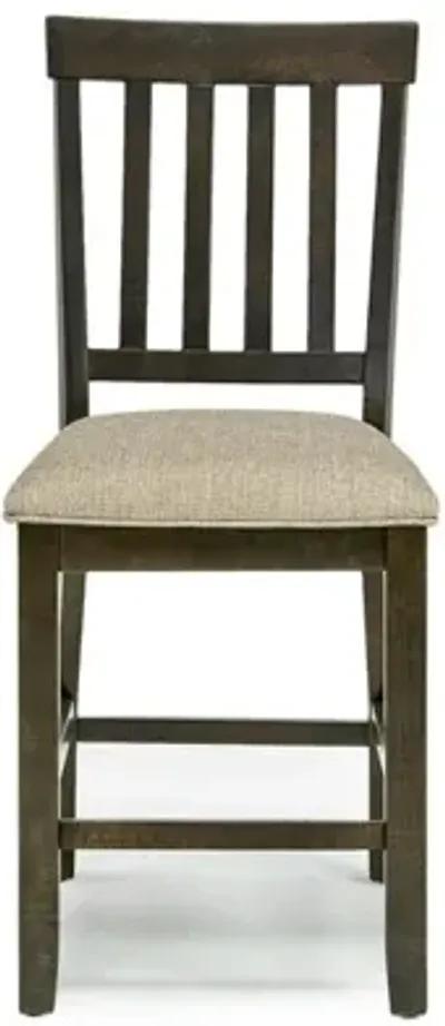 Stone Extendable Dining Table & 4 Chairs in Charcoal, Upholstered Slat