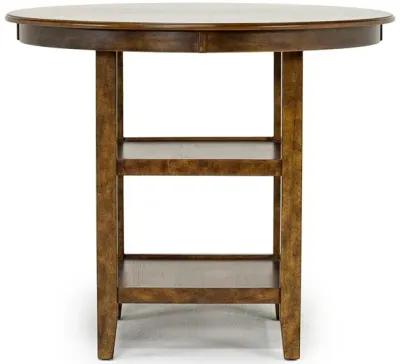 Gia Round Counter Height Dining Table & 4 Stools in Light Brown