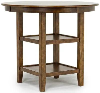 Gia Round Counter Height Dining Table & 4 Stools in Light Brown