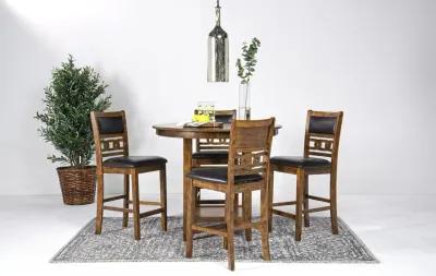 Gia Round Counter Height Dining Table & 4 Stools in Light Brown