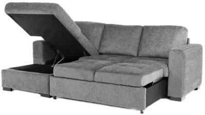 Claire Full Pullout Sofa Chaise in Posh Smoke, Left Facing