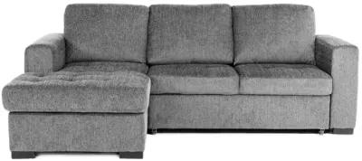 Claire Full Pullout Sofa Chaise in Posh Smoke, Left Facing