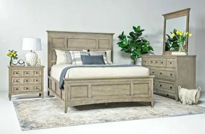 Bay Creek Panel Bed, Dresser, Mirror & Nightstand in Light Gray, CA King