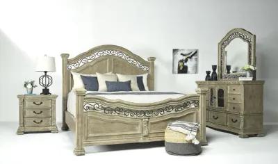 Durango Panel Bed, Dresser & Mirror in Fawn, Queen