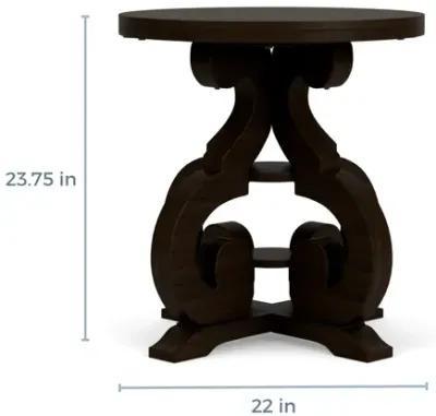 Stone Round End Table in Charcoal