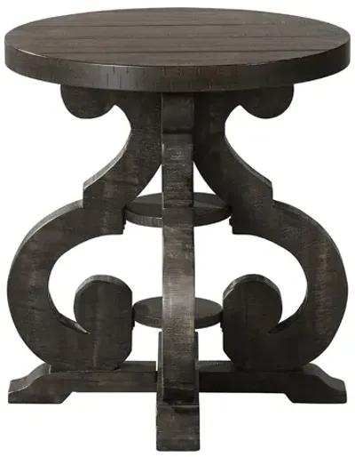 Stone Round End Table in Charcoal