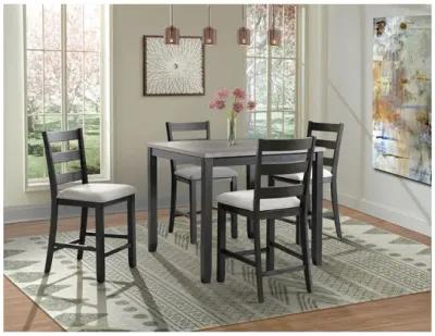 Kona Square Counter Height Dining Table & 4 Stools in Gray