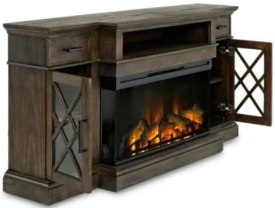 Harbor Console w/ Fireplace Insert in Brown, 70 Inch