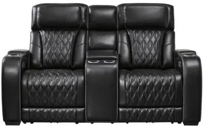 Boyington 2 Power Console Loveseat in Black