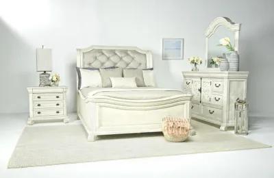 Bellamy Sleigh Bed, Dresser & Mirror in White, Eastern King