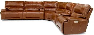 Oslo 3 Piece 3 Power Sectional in Brown Leather