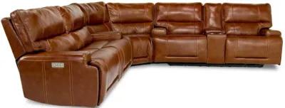 Oslo 3 Piece 3 Power Sectional in Brown Leather