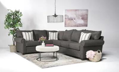 Cordoba Tux Sofa Sectional in Splash Charcoal, Right Facing