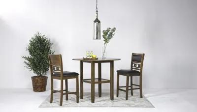 Gia Counter Height Extendable Round Dining Table & 2 Stools in Light Brown