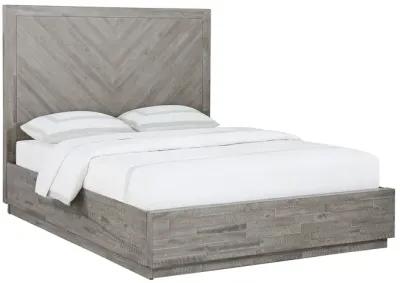 Herringbone Panel Bed w/ Storage in Gray, Queen