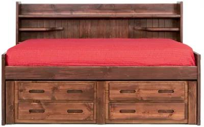 Young Pioneer Sideways Captain Bed w/ 4 Drawer Storage in Cinnamon, Twin