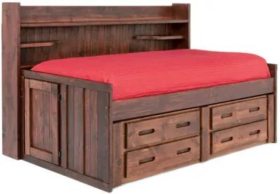 Young Pioneer Sideways Captain Bed w/ 4 Drawer Storage in Cinnamon, Twin