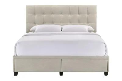 Pasadena Upholstered Bed w/ Storage in White, Queen