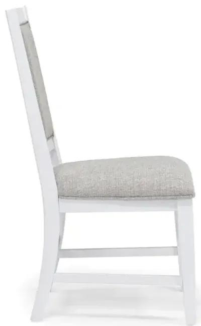 Bay Creek Side Chair in Chalk White, Upholstered V-back