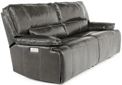 Sofia 3 Power Sofa in Gray Leather