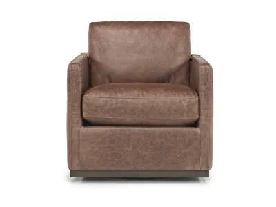 Flax Swivel Chair in Coffee Leather