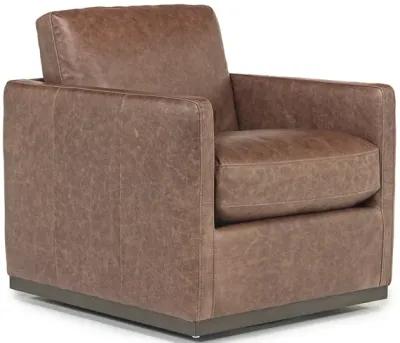 Flax Swivel Chair in Coffee Leather