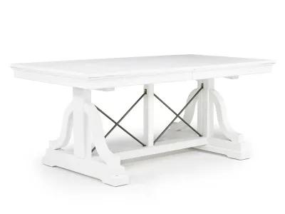 Bay Creek Extendable Dining Table, 4 V-Back Chairs & High Back Bench in Chalk White