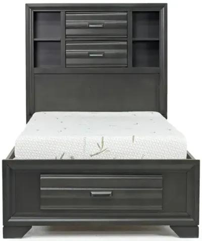 Andes Bookcase Bed w/ Storage in Charcoal, Twin