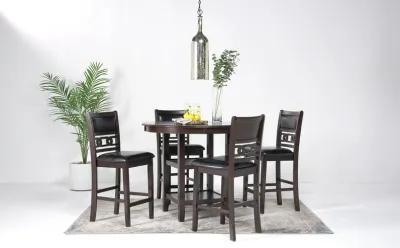 Gia Round Counter Height Dining Table & 4 Stools in Dark Brown