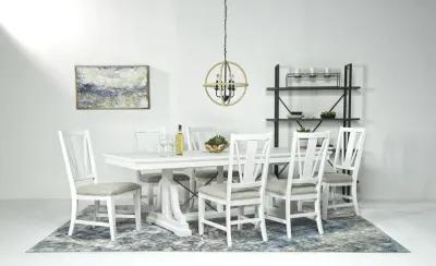 Bay Creek Extendable Dining Table & 4 V-Back Chairs in Chalk White