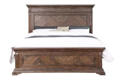 Jolie Vue Panel Bed, Dresser & Mirror in Brushed Walnut, Eastern King