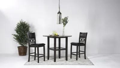 Gia Counter Height Extendable Round Dining Table & 2 Stools in Dark Brown